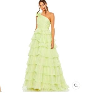Mac Duggal ONE SHOULDER RUFFLE TIERED BALLGOWN Dress